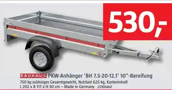 Bauhaus Pkw-anhänger 'bh 7.5-20-12.1' 10"-bereifung Angebot
