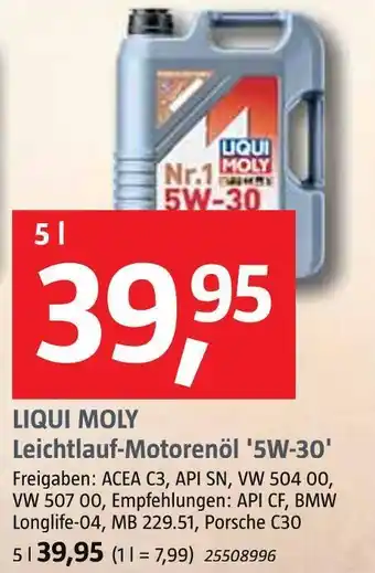 Bauhaus Liqui moly leichtlauf-motorenöl '5w-30' Angebot