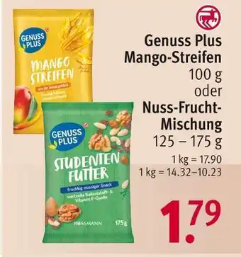 Rossmann Genuss plus mango-streifen oder nuss-frucht-mischung Angebot