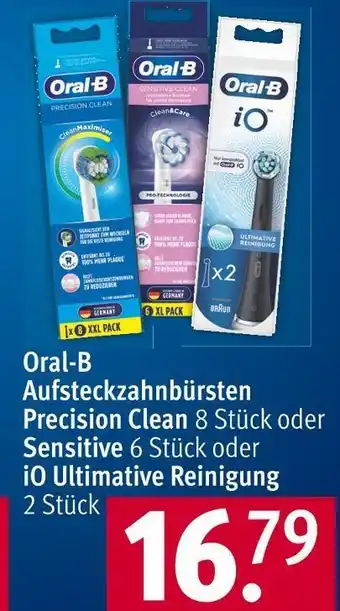 Rossmann Oral-b aufsteckzahnbürsten precision clean oder sensitive oder io ultimative reinigung 2 stück Angebot