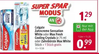 Rossmann Colgate zahncreme sensation white oder max fresh cooling crystals oder zahnbürste max white stück + 1 stück gratis Angebot