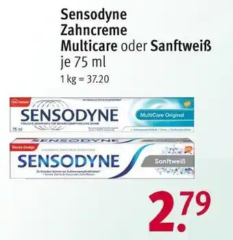 Rossmann Sensodyne zahncreme multicare oder sanftweiß Angebot