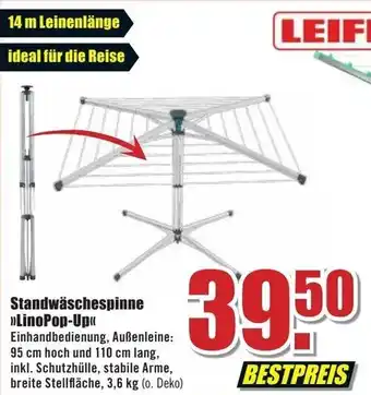 B1 Discount Baumarkt Leifheit Standwäschespinne ,,LinoPop-Up" Angebot