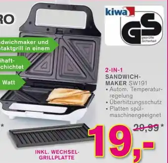 KODi Tectro 2in1 Sandwichmaker SW191 Angebot