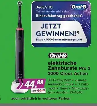 EP Oral-b Elektrische Zahnbürste Pro 3 3000 Cross Action Angebot