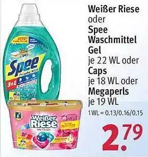 Rossmann Weißer Riese Oder Spee Waschmittel Gel Oder Caps Megaperls Angebot