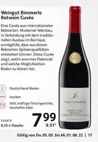 Selgros Weingut Bimmerle Rotweine Cuvée Angebot