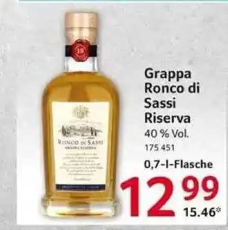 Selgros Grappa Ronco Di Sassi Riserva Angebot