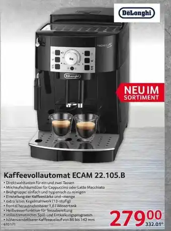 Selgros Kaffeevollautomat Ecam 22.105.b Delonghi Angebot