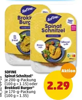 PENNY Sofine spinat schnitzel oder brokkoli burger Angebot