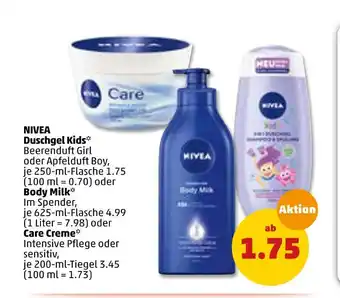 PENNY Nivea duschgel kids, body milk oder care creme Angebot