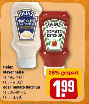 REWE Heinz mayonnaise oder tomato ketchup Angebot