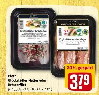 REWE Plotz glückstädter matjes oder kräuterfilet Angebot