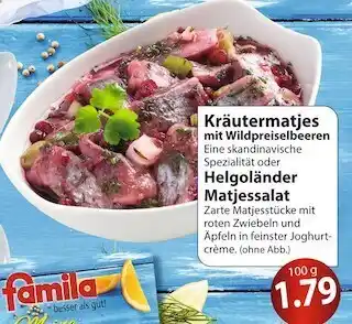 Famila Nord Ost Kräutermatjes mit wildpreiselbeeren oder helgoländer matjessalat Angebot