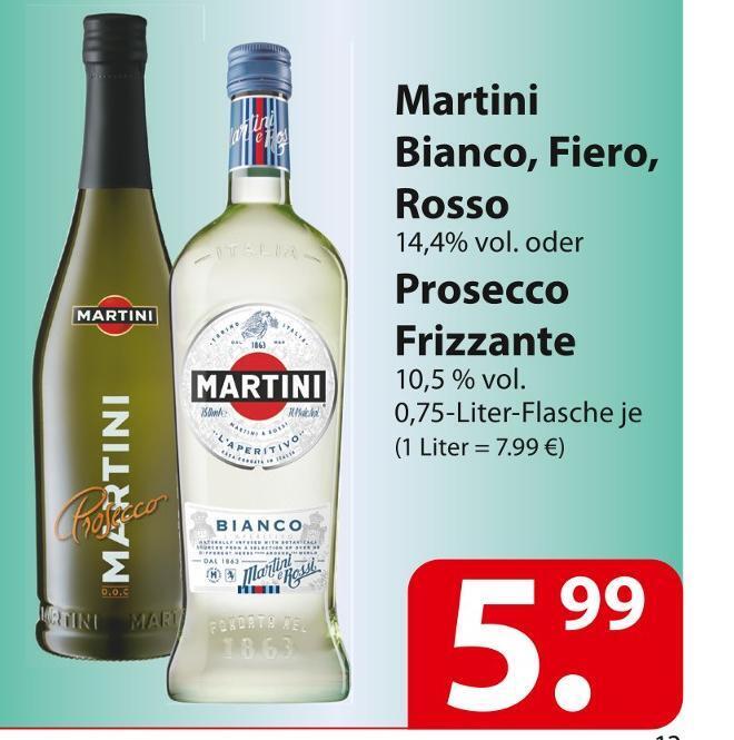 Martini bianco, fiero, rosso oder prosecco frizzante Angebot bei Famila