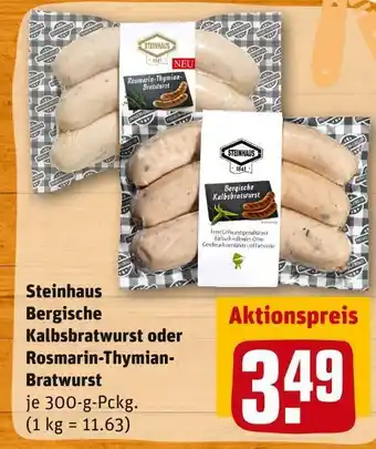 REWE Steinhaus bergische kalbsbratwurst oder rosmarin-thymian-bratwurst Angebot