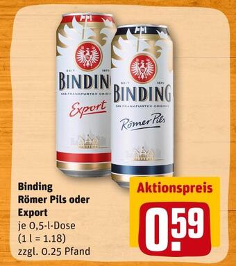 REWE Binding römer pils oder export Angebot