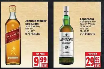 Edeka Johnie Walkerred Label, Laphroaig Angebot