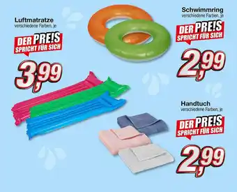 KiK Luftmatratze, Schwimming, Handtuch Angebot