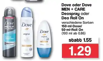 Famila Nord West Dove oder Dove Men + Care Deospray oder Deo Roll On 150ml/50ml Angebot