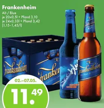 Trink und Spare Frankenheim Alt/Blue 20x0,5L/24x0,33L Angebot