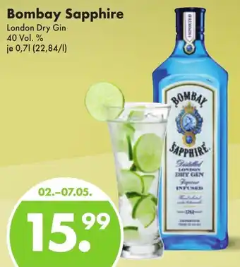 Trink und Spare Bombay Sapphire London Dry Gin 0,7L Angebot