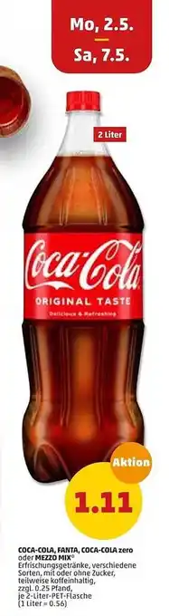 PENNY Coca-cola Fanta Coca-cola Zero Oder Mezzo Mix Angebot