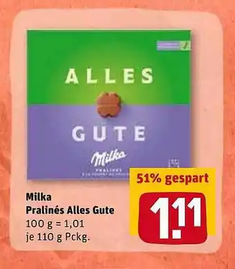 REWE Milka Pralinés Alles Gute Angebot