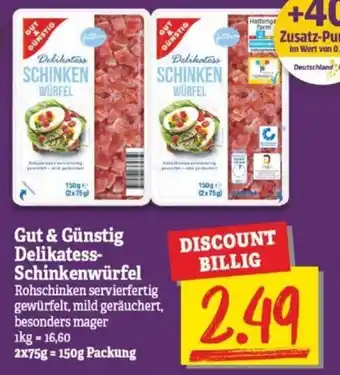 NP Discount Gut & Günstig Delikatess Schinkenwürfel 150g Packung Angebot