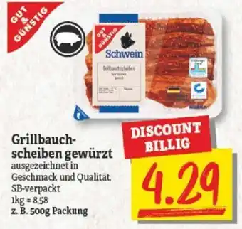 NP Discount Gut & Günstig Grillbauchscheiben gewürzt 500g Packung Angebot