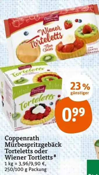 tegut Coppenrath Mürbespritzgebäck Torteletts oder Wiener Torteletts 250/100g Packung Angebot