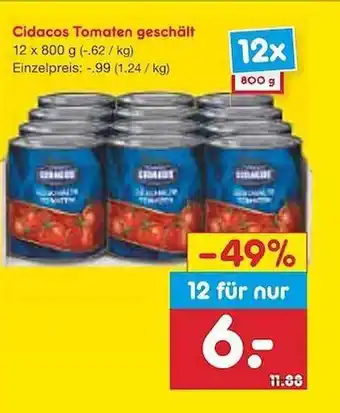 Netto Marken-Discount Cidacos Tomaten Geschällt Angebot