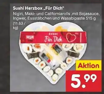 Netto Marken-Discount Sushi Herzbox „für Dich“ Angebot