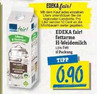 NP Discount Edeka Fair! Fettarme H-weidemilch Angebot