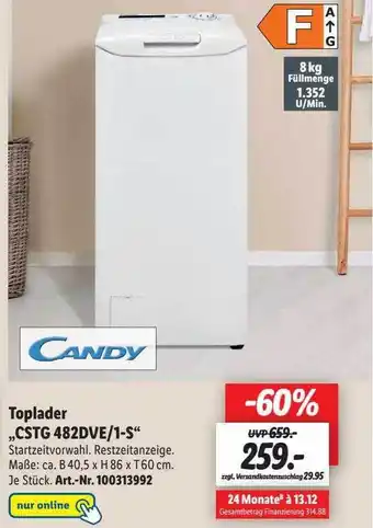 Lidl Candy Toplader Cstg 482dve.1-s Angebot