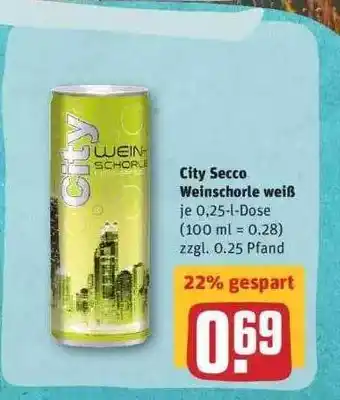 REWE Citty Secco Weinschorle Weiß Angebot