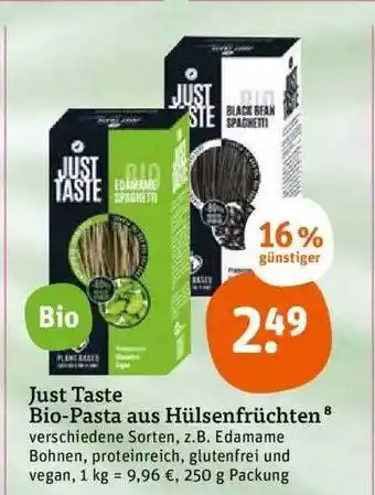 tegut Just Taste Bio-pasta Aus Hülsenfrüchten Angebot