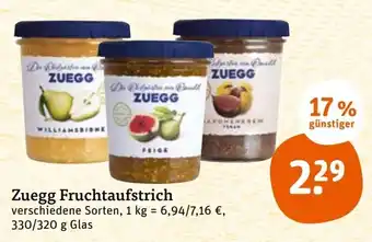 tegut Zuegg Fruchtaufstrich 330/320g Glas Angebot