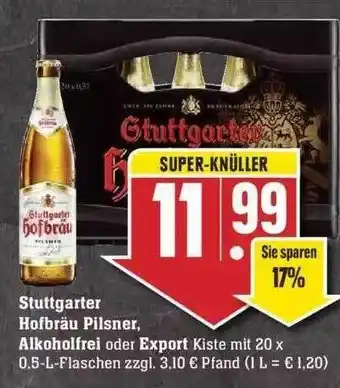 Edeka Stuttgarter Hofbräu Pilsner, Alkoholfrei Oder Export Angebot