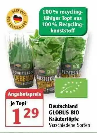 Globus Deutschland Globus Bio Kräutertöpfe Angebot