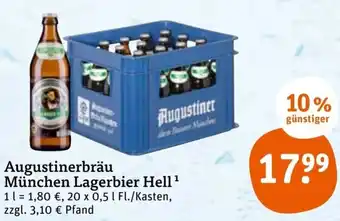 tegut Augustinerbräu München Lagerbier Hell 20x0,5L Angebot