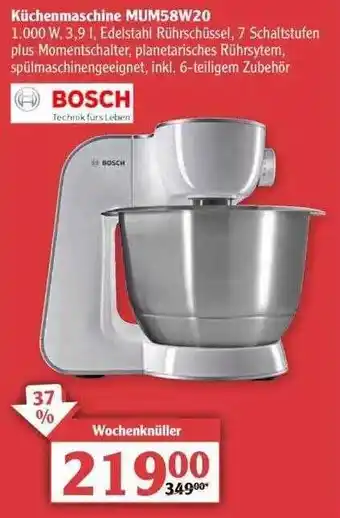 Globus Küchenmaschine Mum58w20 Bosch Angebot