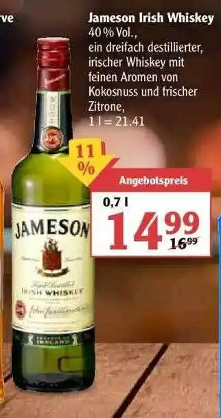 Globus Jameson Irish Whiskey Angebot