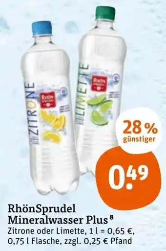 tegut RhönSprudel Mineralwasser Plus 0,75 L Flasche Angebot