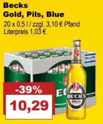 Bilgro Beck's Gold, Pils, Blue 20x0,5 L Angebot