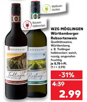 Kaufland WZG Möglingen Württemberger Rebsortenwein 0,75L Angebot