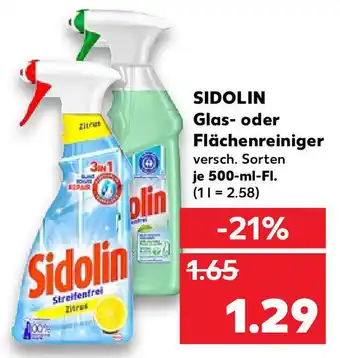 Kaufland Sidolin Glas oder Flächenreigniger 500ml Angebot