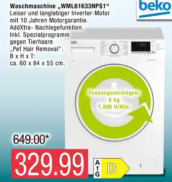 Marktkauf Beko Waschmaschine  l  WML61633NPS1 Angebot