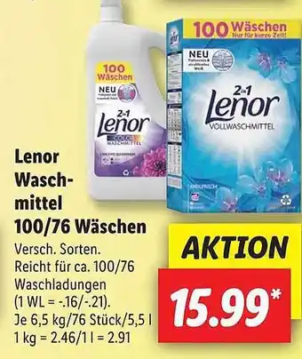 Lidl Lenor Waschmittel 100 Oder 76 Wäschen Angebot