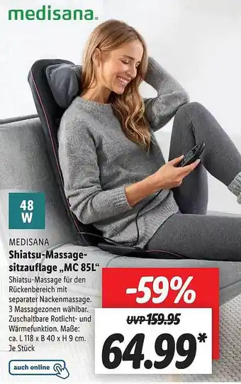 Lidl Medisana Shiatsu-massagesitzauflage „mc 85l“ Angebot